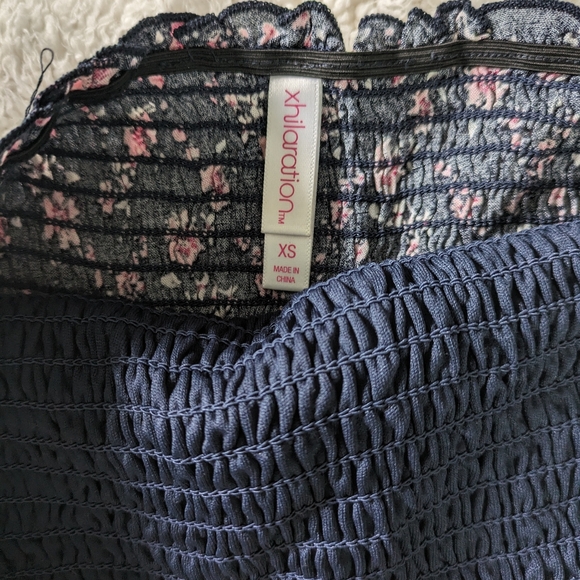 Xhilaration Blue and Pink Floral Print Smock Romper - Picture 3 of 4